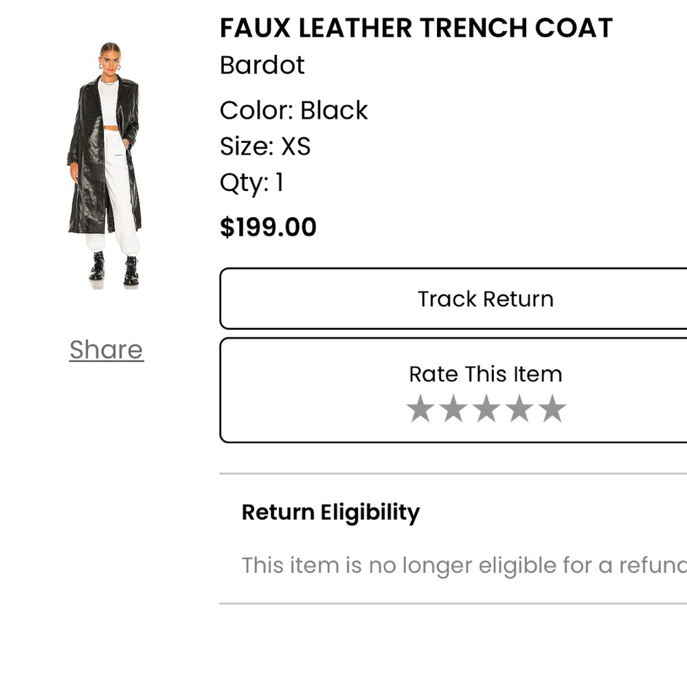Bardot Leather Trench Coat